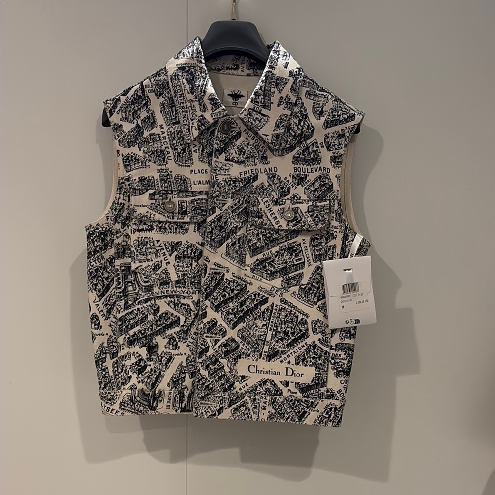 Christian Dior Blue and White Map Print Vest